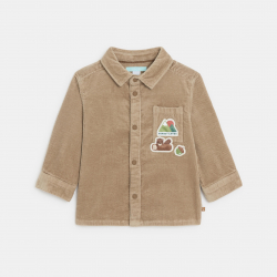 Obaibi Πουκάμισο μπουφάν από κοτλέ βελούδο μπεζ για μωρά αγοράκια