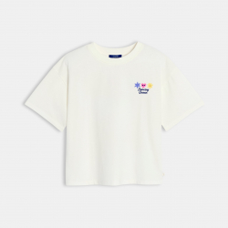 Okaidi T-shirt blanc manches courtes a motif Fille