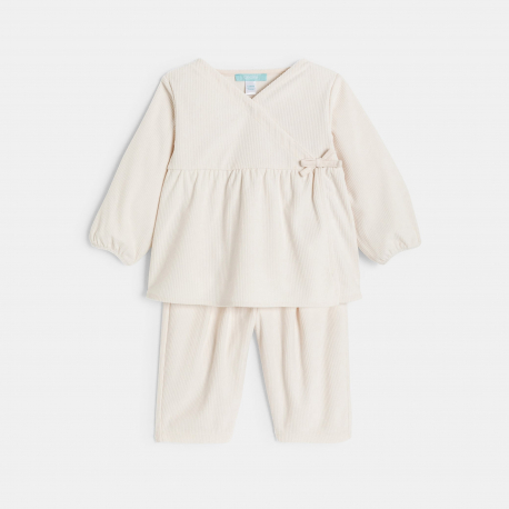 Obaibi Σύνολο μπεζ από βελούδο για μωρά κοριτσάκια