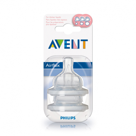 Θηλή Philips Avent Airflex ρυθμιζόμενης ροής 3M+, σετ των 2 - SCF635/27