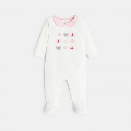 Obaibi Φορμάκι ύπνου από βελούδο, πεταλούδες, λευκό για μωρά κοριτσάκια