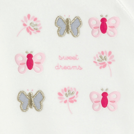 Obaibi Φορμάκι ύπνου από βελούδο, πεταλούδες, λευκό για μωρά κοριτσάκια