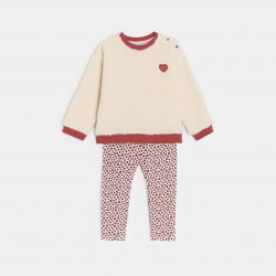 Obaibi Φούτερ από χνουδωτό ύφασμα και κολάν ζέρσεϊ εμπριμέ για μωρά κοριτσάκια