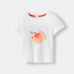 Obaibi T-shirt jersey fruits blanc bebe fille