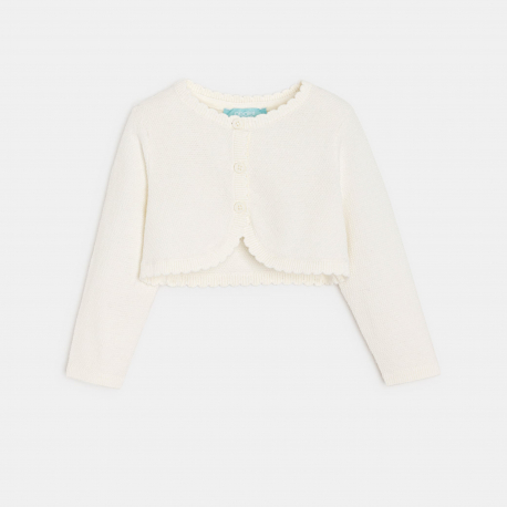 Obaibi Μπολερό από πλεκτό ύφασμα, λευκό για μωρά κοριτσάκια