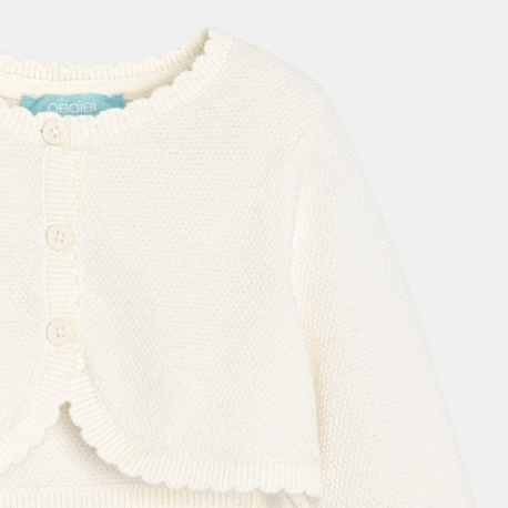 Obaibi Μπολερό από πλεκτό ύφασμα, λευκό για μωρά κοριτσάκια