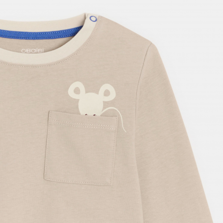 Obaibi Μπλούζα μπεζ  με μοτίφ  ζωάκια για μωρά αγοράκια