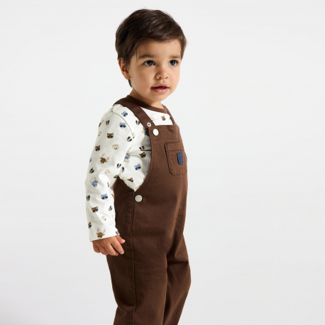 Obaibi Σαλοπέτα και μακρυμάνικη μπλούζα, καφέ για μωρά αγοράκια