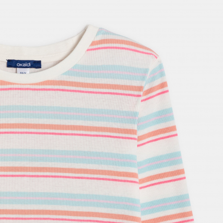 Okaidi Μπλούζα μακρυμάνικη ριγέ ροζ για κορίτσια