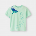 Okaidi T-shirt vert motif requin garcon