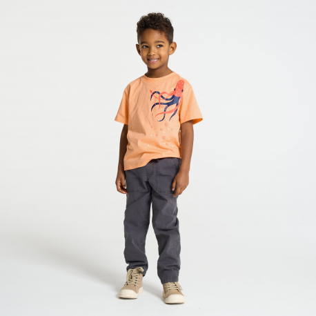 Okaidi T-shirt orange a motif marin garcon
