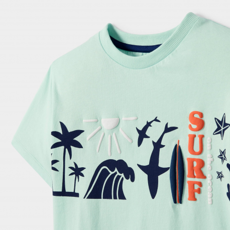 Okaidi T-shirt vert a motif garcon
