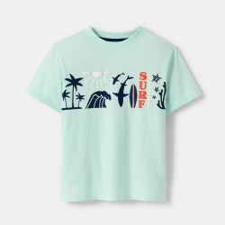 Okaidi T-shirt vert a motif garcon