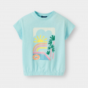 Okaidi T-shirt bleu a motif fille