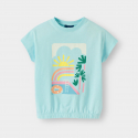Okaidi T-shirt bleu a motif fille