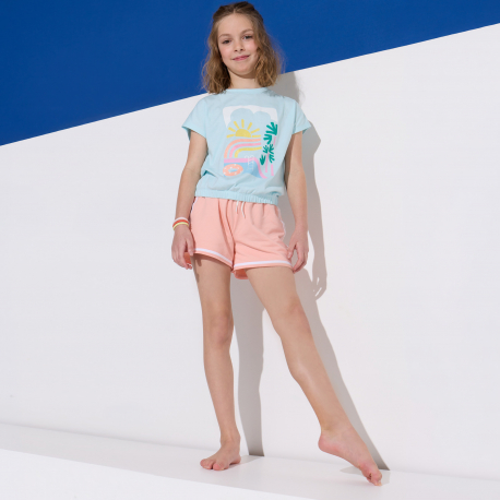 Okaidi T-shirt bleu a motif fille