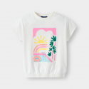 Okaidi T-shirt blanc ecru a motif fille