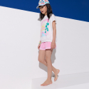Okaidi T-shirt blanc ecru a motif fille