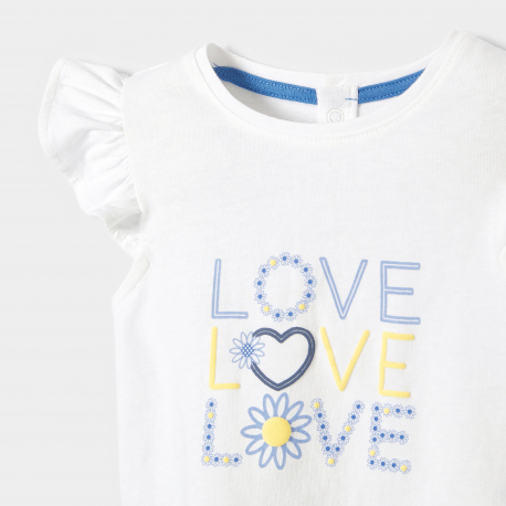 Obaibi T-shirt Love blanc bebe fille