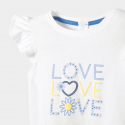 Obaibi T-shirt Love blanc bebe fille