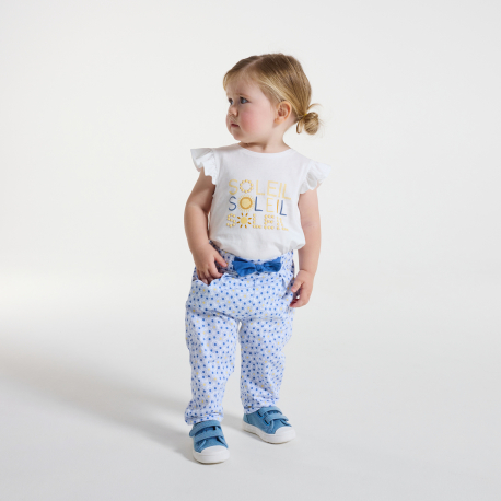 Obaibi T-shirt blanc a message "soleil" bebe fille