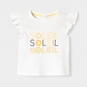 Obaibi T-shirt blanc a message "soleil" bebe fille