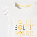 Obaibi T-shirt blanc a message "soleil" bebe fille