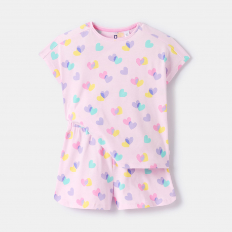 Okaidi Pyjama court jersey coeur rose fille