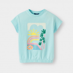 Okaidi T-shirt bleu a motif fille