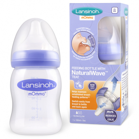 Μπιμπερό Lansinoh® 160 ml με θηλή αργής ροής NaturalWave® (1τμχ)