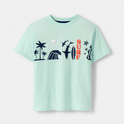 Okaidi T-shirt vert a motif garcon