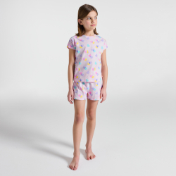 Okaidi Pyjama court jersey coeur rose fille
