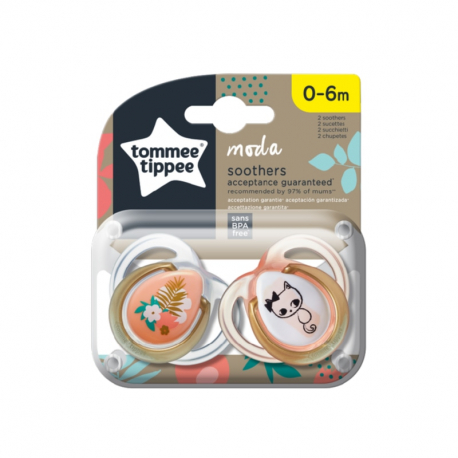 Πιπίλες Tommee Tippee Moda 0-6m για κορίτσι, σετ των 2