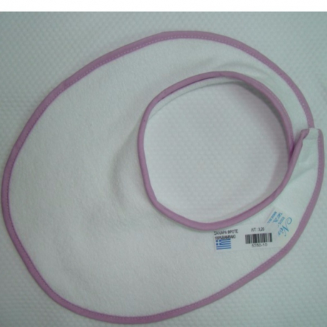 Σαλιάρα φροτέ με velcro Nona Bebe μεγάλη Λευκό/Λιλά ρέλι