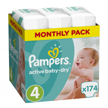 Πάνες monthly pack Pampers® Active Baby-Dry No 4 (8-14 kg) 174 τεμάχια