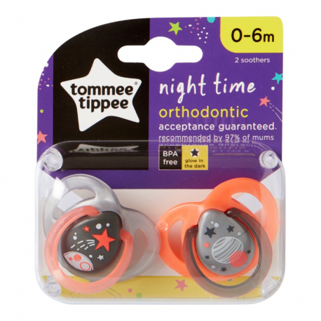 Πιπίλες νύχτας Tommee Tippee Ecomm Night 0-6m, σετ των 2