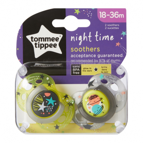 Πιπίλες νύχτας Tommee Tippee Ecomm Night 18-36m, σετ των 2