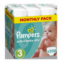 Πάνες monthly pack Pampers® Active Baby-Dry No 3 (5-9 kg) 208 τεμάχια