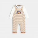 Obaibi Salopette rayee cotelee et body petit col
