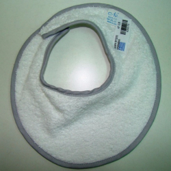 Σαλιάρα πετσετέ με velcro Nona Bebe μικρή Λευκό/Γκρι ρέλι