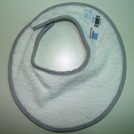 Σαλιάρα πετσετέ με velcro Nona Bebe μικρή Λευκό/Γκρι ρέλι