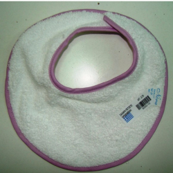 Σαλιάρα πετσετέ με velcro Nona Bebe μικρή Λευκό/Λιλά ρέλι
