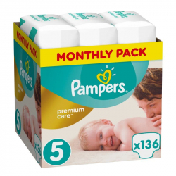 Πάνες monthly pack Pampers® Premium Care No 5 (11-18 kg) 136 τεμάχια