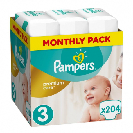 Πάνες monthly pack Pampers® Premium Care No 3 (5-9 kg) 204 τεμάχια