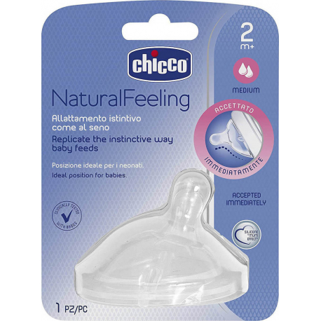 Θηλή Chicco Natural Feeling μέτριας ροής 2M+