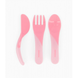 Σετ κουτάλι-μαχαίρι-πιρούνι Twistshake Pastel Pink 6m+