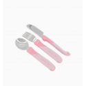 Ανοξείδωτο σετ κουτάλι-μαχαίρι-πιρούνι Twistshake Pastel Pink 12m+