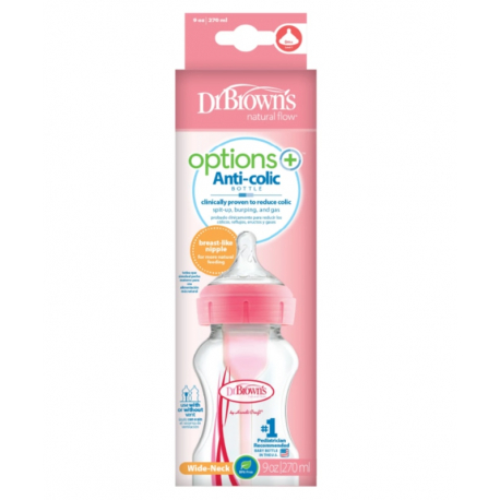 DrBrown&#039;s μπιμπερό Options+ φαρδύς λαιμός 270 ml 0m+(1τμχ)