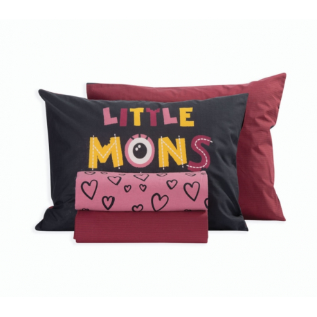 Σεντόνια μονά Nef-Nef Homeware Little Monsters Hearts σετ των 3