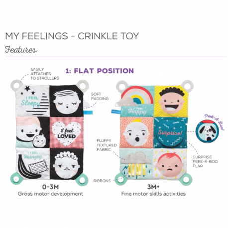 Μαλακό βιβλίο διπλής όψης Taf toys My Feelings Crinkle Toy